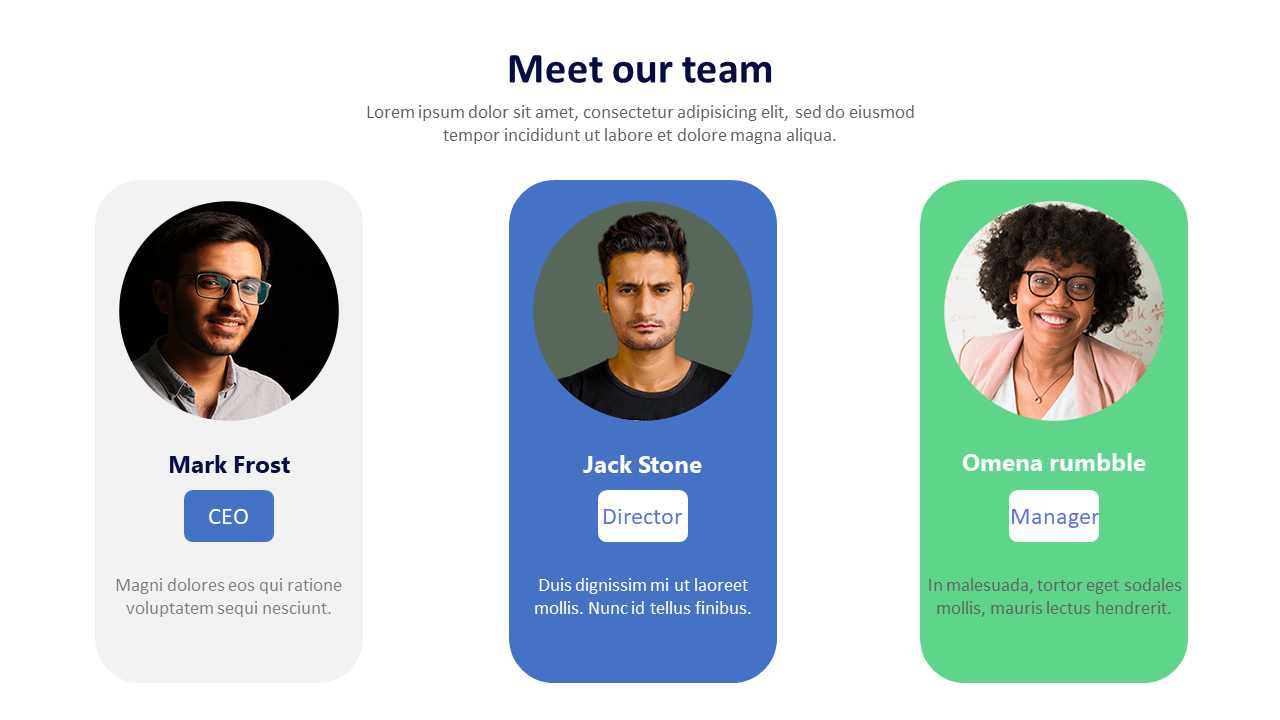 Free - Attractive Our Team PowerPoint Template Slide - Three Nodes